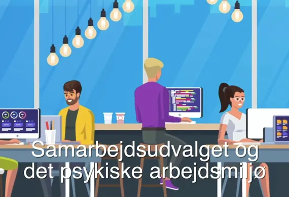 Tegning af mennesker som arbejder på kontor